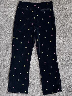 Vintage Jet Set Cotton Velvet Floral Pants Y2K 90s Girls Sz 14 EUC Preppy Retro